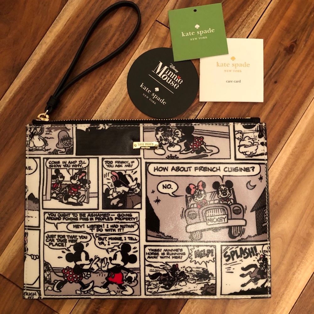 Kate Spade Minnie Mickey Retro Comic Wristlet NWT
